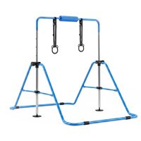 Bara gimnastica pliabila pentru copii, max 63 kg, Inaltime reglabila 914-1321 mm, Albastra, Otel