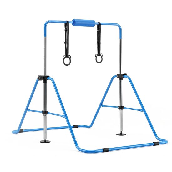 Bara gimnastica pliabila pentru copii, max 63 kg, Inaltime reglabila 914-1321 mm, Albastra, Otel