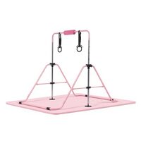 Bara gimnastica pliabila pentru copii, max 63 kg, Inaltime reglabila 914-1321 mm, saltea, 2 x inele, Roz