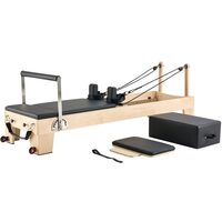 Aparat de antrenament pilates, Lemn, rezistență dublă arc și cablu, max 180 kg, 2380x735x925 mm