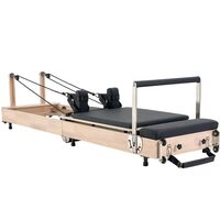 Aparat de antrenament pilates, Lemn/Otel, rezistență dublă arc și cablu, max 180 kg, 2380x680x570 mm