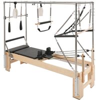 Aparat de antrenament pilates, Lemn artar/Otel, rezistență dublă arc și cablu, max 180 kg, 2400x860x2130 mm