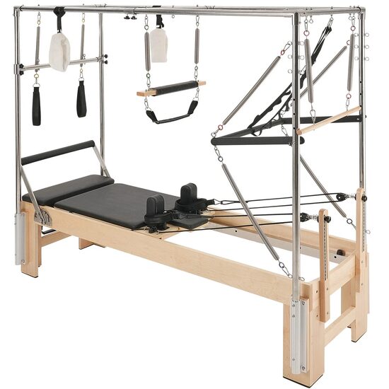 Aparat de antrenament pilates, Lemn artar/Otel, rezistență dublă arc și cablu, max 180 kg, 2400x860x2130 mm