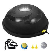 Dispozitiv jumatate minge pentru echilibru fitness, Pompa picior, max 680 kg, Diametru 660 mm, 2 x benzi elastice