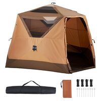 Cort instant pop-up, 213x330 cm, Inaltime 204 cm, 4-6 persoane, ferestre ventilatie, Maro