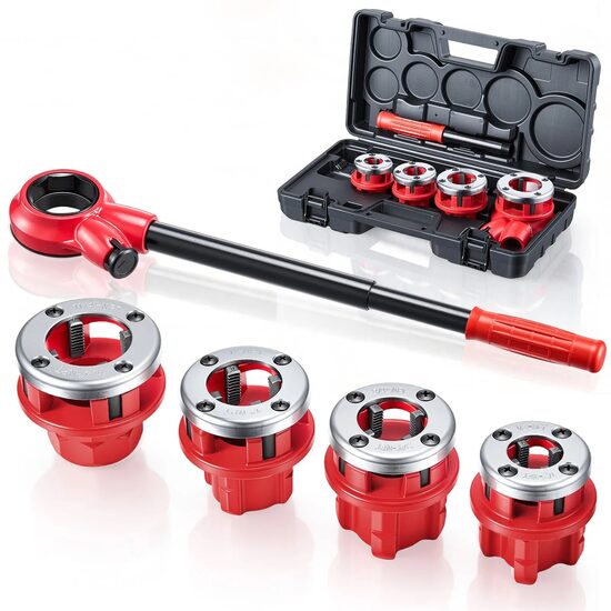 Trusa filiera tevi, 1/2" NPT, 3/4" NPT, 1" NPT, 1-1/4" NPT, utilizare intensa, matrice calite 9CrS