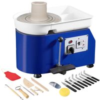 Roata de olarit electrica,  Diametru platan 28 cm, pedala, 350 W, viteza reglabila 60-300 rpm, Albastra, bazin detasabil, motor fara perii