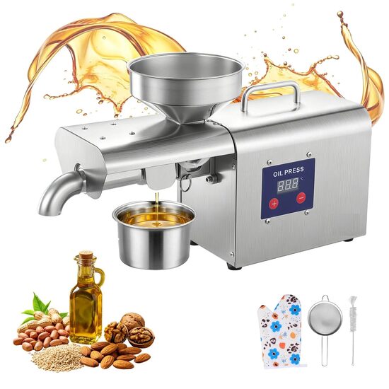 Presa electrica pentru ulei, la cald 50 ℃-300 ℃, Inox, capacitate 3.75 kg/h, putere 750 W, afisaj digital
