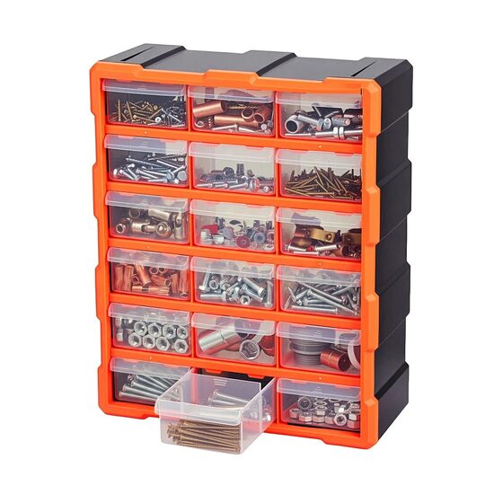 Organizator accesorii cu 18 sertare, Plastic, 38x16x47 cm