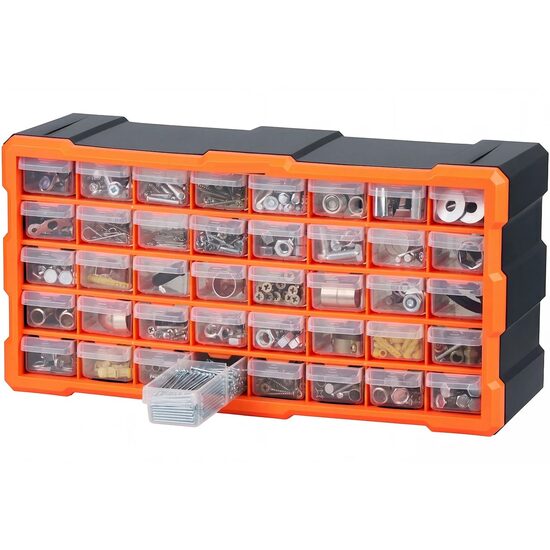 Organizator accesorii cu 40 sertare, Plastic, 49.5x16x25.5 cm