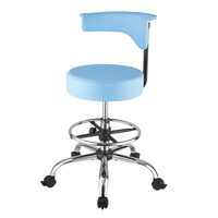 Scaun salon/frizerie/laborator cu spatar, max 226 kg, rotatie 360 grade, Reglabil inaltime 540-700 mm, Albastru