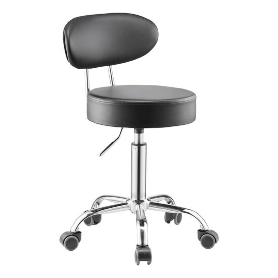 Scaun de atelier cu roti si spatar, inaltime reglabila 510-670 mm, pivotare 360°, capacitate 136 kg