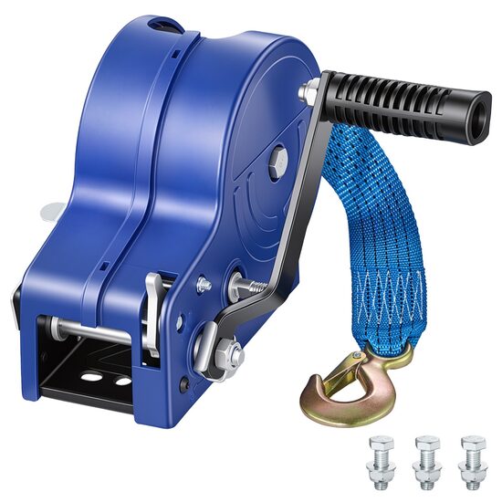 Troliu manual cu clichet in ambele directii, chinga poliester, 6.1 m, capacitate max 1588 kg, pentru barci, ATV