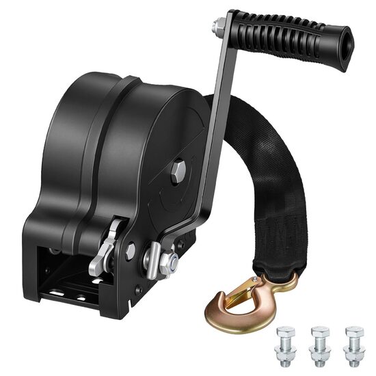 Troliu manual cu clichet in ambele directii, chinga poliester, 6.1 m, capacitate max 726 kg, pentru barci, ATV