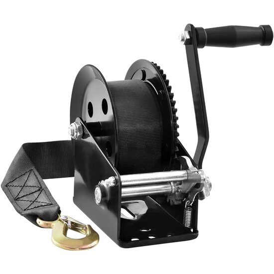 Troliu manual cu clichet si manivela, bidirectional, chinga poliester, 10 m, capacitate max 725 kg