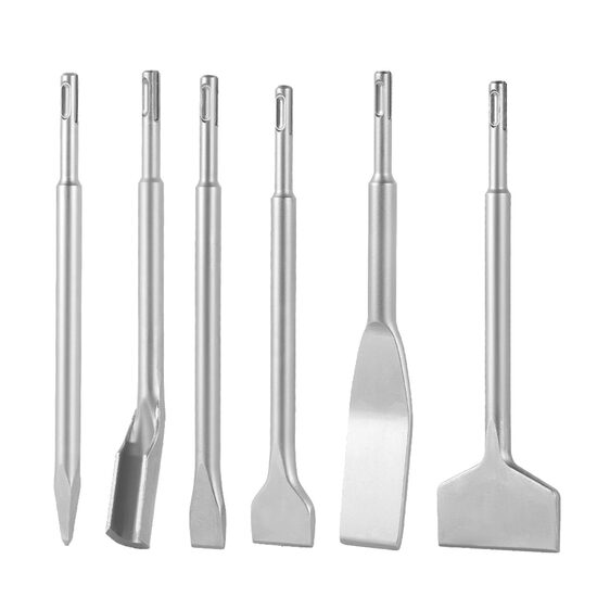Set 6 dalti SDS Plus pentru beton, dalta cu varf, 4 dalti plate, 1 x dalta cu canelura in U