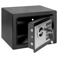 Seif electronic cu 2 x cheie si cifru, 23 x 17 x 17 cm, Negru