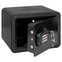 Seif electronic cu 2 x cheie si cifru, 23 x 17 x 17 cm, Negru, Indicatoare led