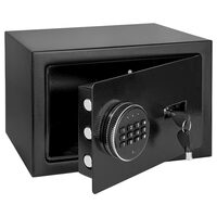 Seif electronic cu 2 x cheie si cifru, 31 x 20 x 20 cm, Negru, Indicatoare led