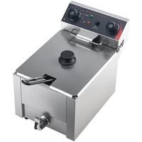 Friteuza profesionala Inox, 2500 W, Capacitate 6.8 l, control temperatura, 1 x cos, supapa scurgere ulei