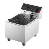Friteuza profesionala Inox, 2500 W, Capacitate 7.5 l, control temperatura, 1 x cos, supapa scurgere ulei, 60-200 °C