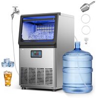 Aparat de facut gheata, 41 kg/zi, Stocare 6 kg, Afisaj led, Auto-Curatare, Inox, 32 de cuburi pe ciclu, alimentare apa rtea/bidon