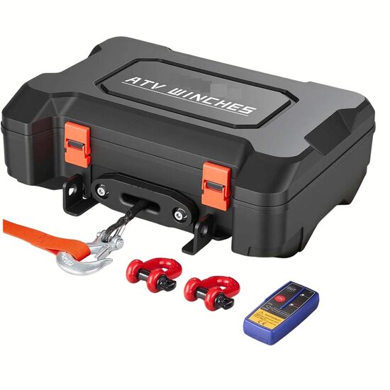 Troliu electric portabil, alimentare 12 V CC, franghie sintetica, Telecomanda Wi-Fi, capacitate 2041 kg, lungime 10 m