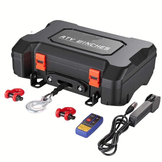 Troliu electric portabil, alimentare 12 V CC, franghie sintetica, Telecomanda Wi-Fi, capacitate 1587 kg, lungime 10 m, IP55