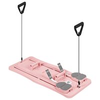 Placa pilates multifunctionala 9 in 1, max 150 kg, 2 manere flotari, 2 extensii, 4 cotiere, genunchiere, contor, Roz