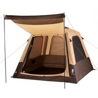 Cort instant gonflabil cu pompa reincarcabila, 4 x persoane, ferestre, Impermeabil, 229 x 229 x 177 cm, Maro