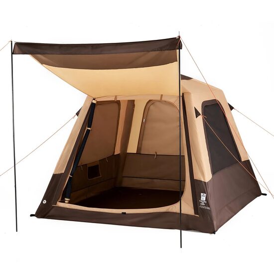 Cort instant gonflabil cu pompa reincarcabila, 4 x persoane, ferestre, Impermeabil, 229 x 229 x 177 cm, Maro