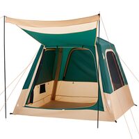 Cort instant gonflabil cu pompa reincarcabila, 4 x persoane, ferestre, Impermeabil, 229 x 229 x 177 cm, Verde/Maro