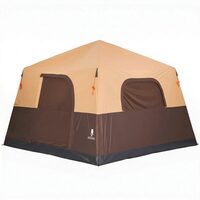 Cort instant gonflabil cu pompa reincarcabila, 6 x persoane, ferestre, Impermeabil, 300 x 300 x 225 cm, Maro
