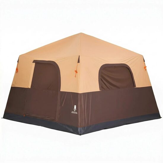 Cort instant gonflabil cu pompa reincarcabila, 6 x persoane, ferestre, Impermeabil, 300 x 300 x 225 cm, Maro