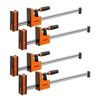 Set 4 x Cleme de fixare pentru lemn, deschidere F de 60,96 cm, limita de sarcina 680 kg, bara otel carbon