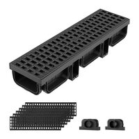 Kit 6 x Rigola Plastic HDPE, dimensiune 510 x 140 x 90 mm, Negru, max 1500 kg