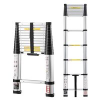 Scara telescopica 3.8 m, usoara din aluminiu, max 150 kg, picioare antiderapante, 13 trepte