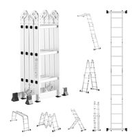 Scara pliabila 7 in 1 multifunctionala, 3.6 m, max 150 kg, Aluminiu, 4 x sectiuni cu balamale, 12 trepte