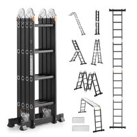 Scara pliabila 7 in 1 multifunctionala, 4.5 m, max 150 kg, Aluminiu, 4 x sectiuni cu balamale, 16 trepte