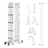 Scara pliabila 7 in 1 multifunctionala, 5.8 m, max 150 kg, Aluminiu, 4 x sectiuni cu balamale, 20 trepte