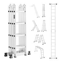 Scara pliabila 7 in 1 multifunctionala, 4.5 m, max 150 kg, usoara din Aluminiu, 4 x sectiuni cu balamale, 16 trepte