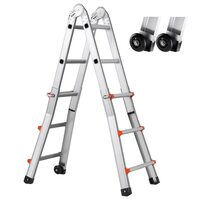 Scara pliabila in forma A, 2 x roti, max 150 kg, Aluminiu, 3.3 m, 1 x balamale, 8 trepte