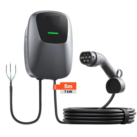 Statie de incarcare vehicule electrice, 7 kW, Lungime 5 m, Monofazat, Tip 2, curent 32 A, IP65, WiFi, control prin aplicatie