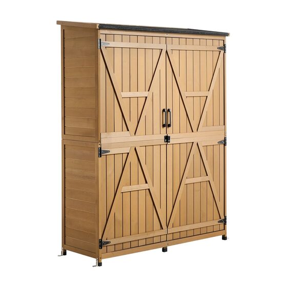 Sopron gradina pentru unelte 125.5 x 162.5 cm, Lemn de brad, rafturi, capacitate 695 l