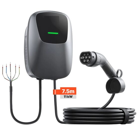 Statie de incarcare pentru vehicule electrice, Trifazat 11 kW, Tip 2, IP65, curent 16 A, telecomanda prin aplicatie, cablu alimentare 7.5 m