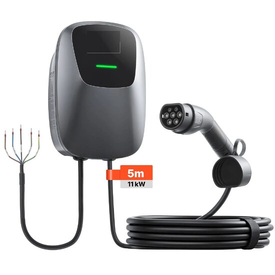 Statie de incarcare pentru vehicule electrice, Trifazat 11 kW, Tip 2, IP65, curent 16 A, telecomanda prin aplicatie, cablu alimentare 5 m