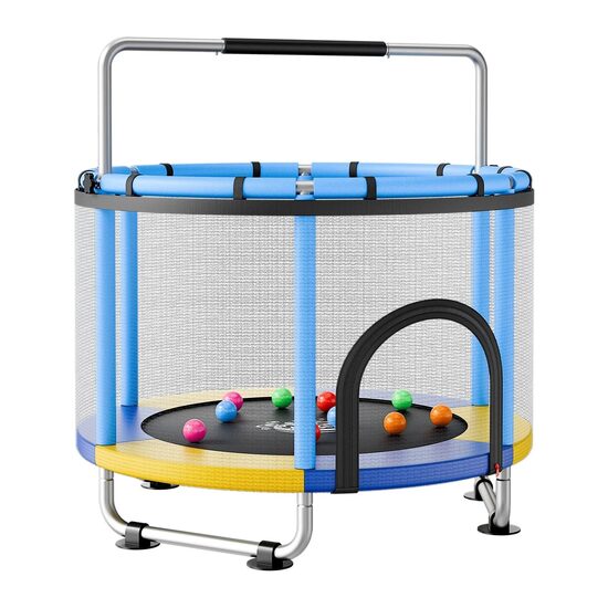 Mini trambulina pentru copii, max 60 kg, Diametru 150 cm, accesorii mingi, inele