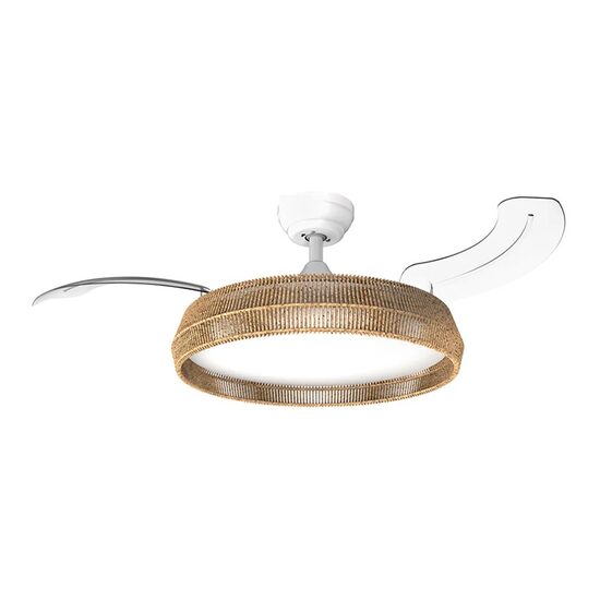 Ventilator de plafon cu lampa, 30 W, Telecomanda, 6 x viteze, palate retractabile, Maro, Diametru 107 cm