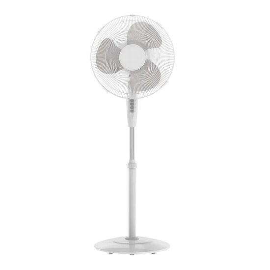 Ventilator cu picior 45 W, 3 x viteze, Oscilatie, Inaltime 108-132 cm, 45 W, Alb