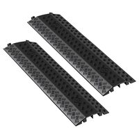 Set 2 x rampe cu protectie cabluri, 2 x canale, max 8000 kg, Negru, Lungime 975 mm